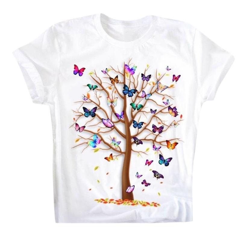 Women's T-Shirt Woman Butterfly Tree Print Colorful Flowers Printing Graphic T-shirts Women Summer Tees Tshirts O Neck Ladies Tops, White
Women's T-Shirt Woman Butterfly Tree Print Colorful Flowers Printing Graphic T-shirts Women Summer Tees Tshirts O Neck Ladies Tops, White