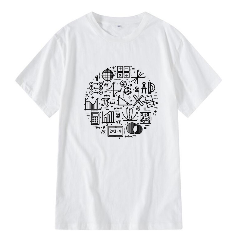 XINYI Mens Tshirt 100% cotton casual funny math formulas Print summer loose oneck t shirt for men short sleeve tshirt male 220608