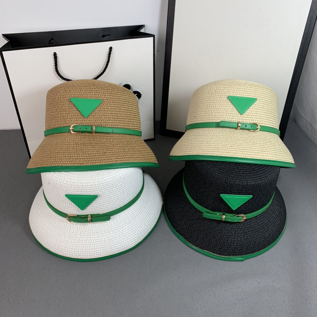 Luxury designer bucket hat green triangle logo straw weaving Wide Brim Hats cap, Beige
Luxury designer bucket hat green triangle logo straw weaving Wide Brim Hats cap, Beige
