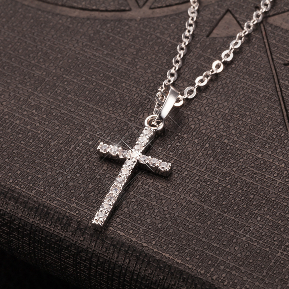 Fashion Cross Pendants Gold Color Crystal Cross Pendant Necklace Jewelry For Men/Women Wholesale
