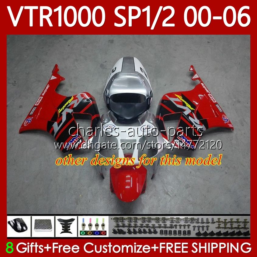Body Kit For HONDA VTR1000 RTV1000 RC51 00 01 02 03 04 05 06 Bodywork 123No.62 VTR 1000 SP1 SP2 Red white green 2000 2001 2002 2003 2004 2005 2006 VTR - view 5