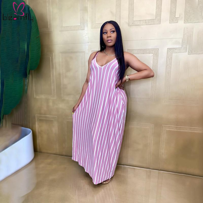 Plus Size Dresses Summer Striped Print Sleeveless Elegant V Neck Backless Long Maxi Dress Women Retro Casual Loose Sling Vestido, As pic
Plus Size Dresses Summer Striped Print Sleeveless Elegant V Neck Backless Long Maxi Dress Women Retro Casual Loose Sling Vestido, As pic