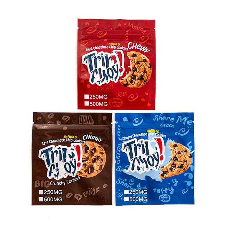 Empty 250mg 500mg Tri Aho Mylar Bags Smell Proof Packaging Chunky Chewy Real Chocolate Chip Coo kies Bag Toasted Rice Cereal Package
Empty 250mg 500mg Tri Aho Mylar Bags Smell Proof Packaging Chunky Chewy Real Chocolate Chip Coo kies Bag Toasted Rice Cereal Package