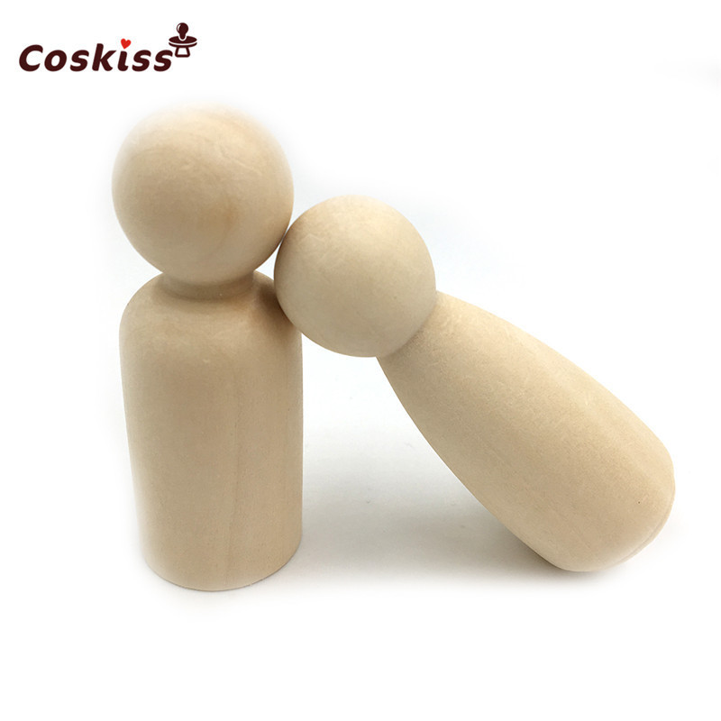 100pc/lot boy Peg Dolls 1.35" Solid Hardwood Natural Unfinished Turnings-Ready for Paint or Stain-Waldorf Wooden People 220507