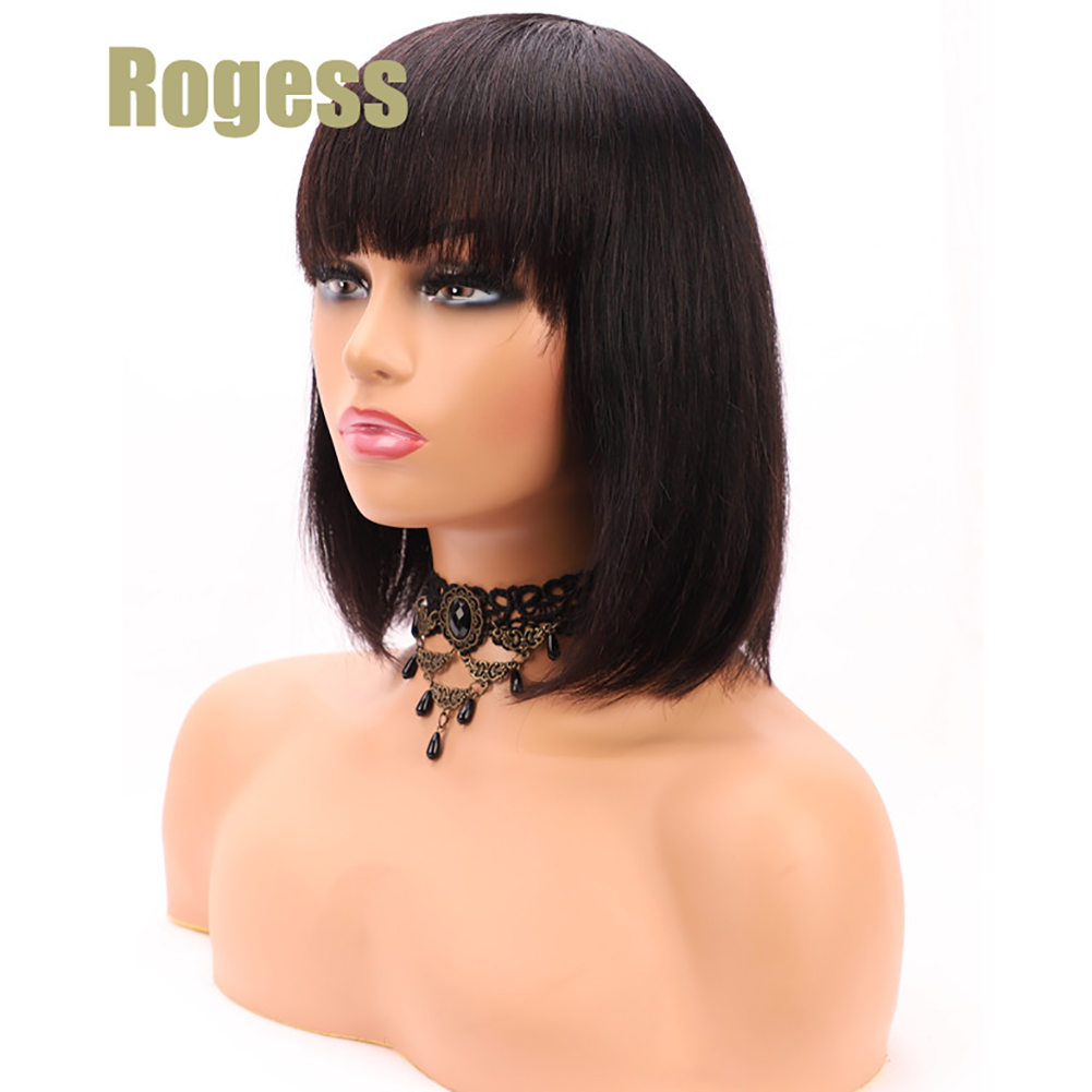 Fashion Mechanism Brazilian Human Hair Wig BOBO Micro Wave Beautiful and Generous Natural color Short Straight wigs