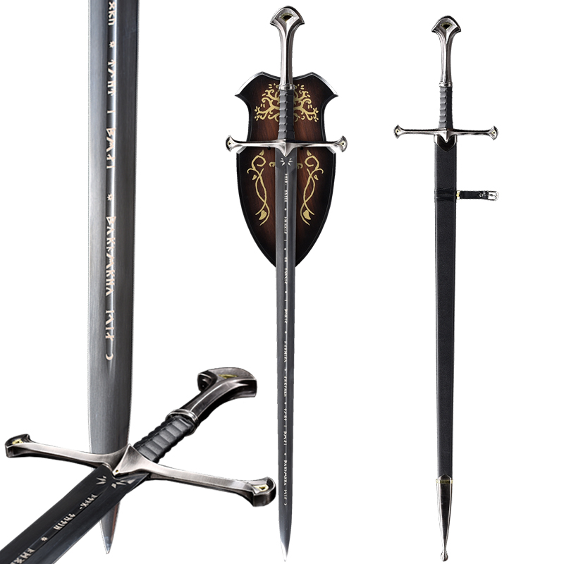 Metal Arts Craft Home Decoration Novelty Items European Medieval Swords Stainless Steel Blade LordofTheRings Narsil Anduril Sword Aragorn Wood Scabbard Stand
Metal Arts Craft Home Decoration Novelty Items European Medieval Swords Stainless Steel Blade LordofTheRings Narsil Anduril Sword Aragorn Wood Scabbard Stand