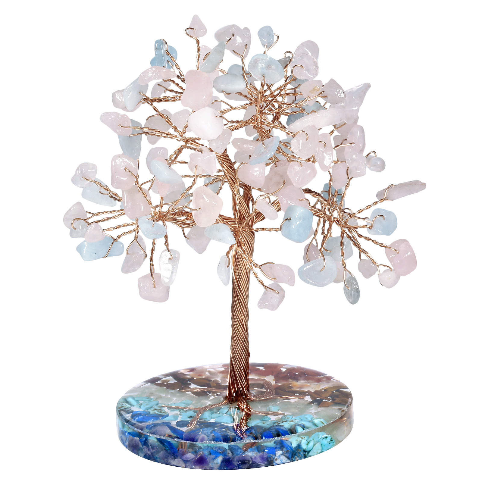Super Mini Crystal Stone Money Tree Copper Wire Wrapped W/Agate Slice Base Gemstone Reiki Chakra Feng Shui Trees Home Decoration ornament