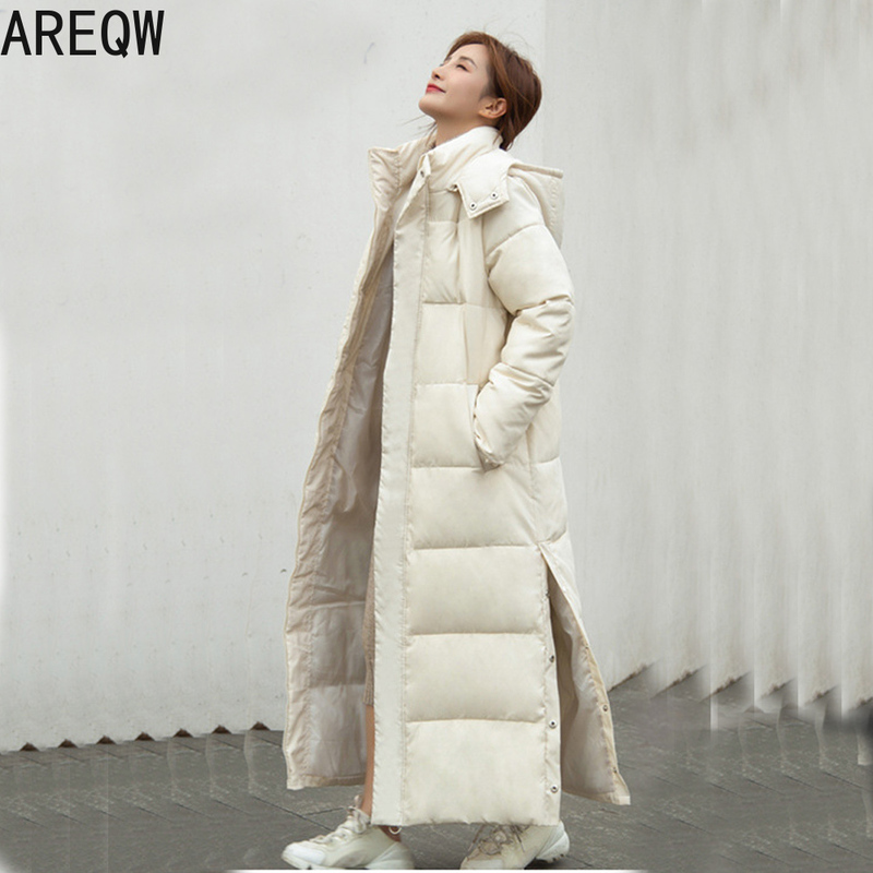Thick Xlong Down Parka Women with Hood Down Jacket Winterr Coat Cultivate Morality Fashion Eiderdown Hoodie with Thick 201026