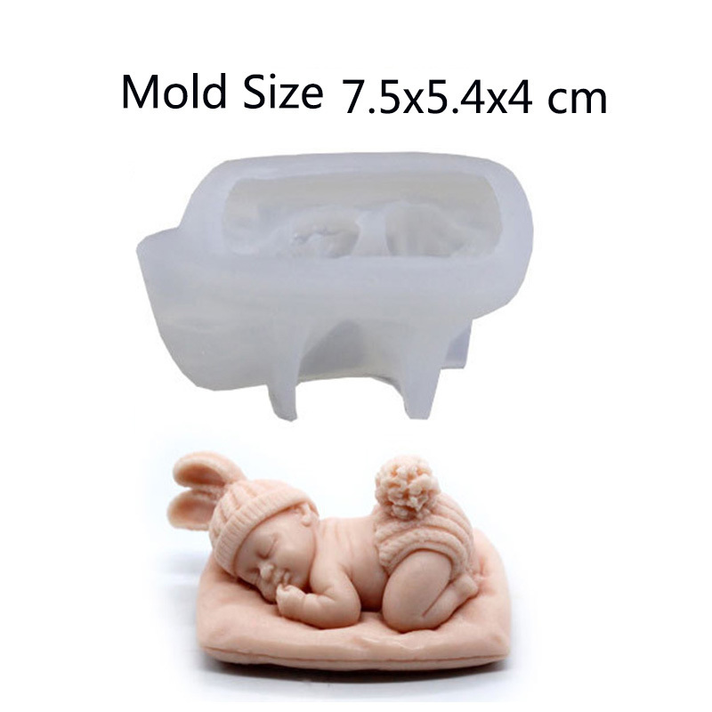 1 Pcs 3d Sleeping Baby Silicone Chocolate Candy Fondant Mold Handmade Soap Candle Plaster Resin Making Tool 220611