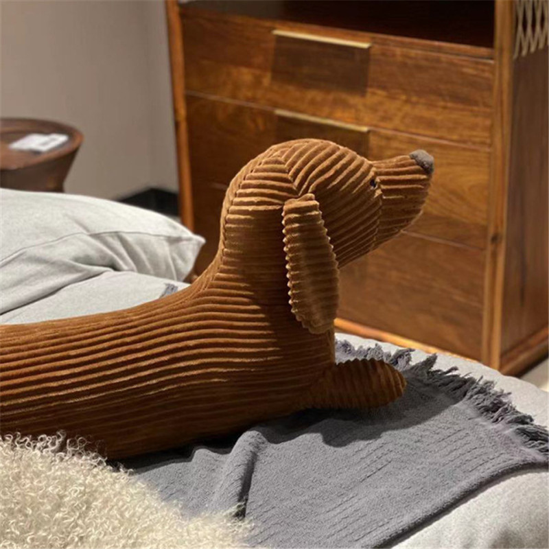 JOYLOVE 55~120cm Dachshund Dog Cushion Lovers Brown Cute British Short-legged Dachshund Dog Pillow Cushion Sofa Gift Plush doll 220406