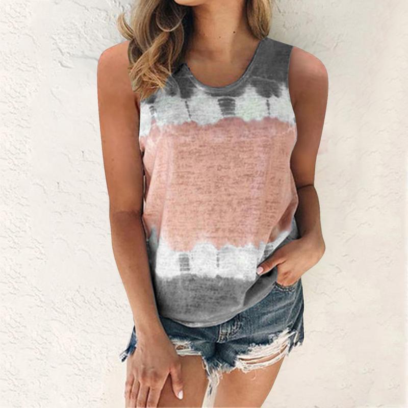 

Women's Blouses & Shirts Womens Daily Summer Spring Casual Round Neck Sleeveless Tie Dye Print Patchwork Crew Short Sleeve ShirtsWomen's, Army green