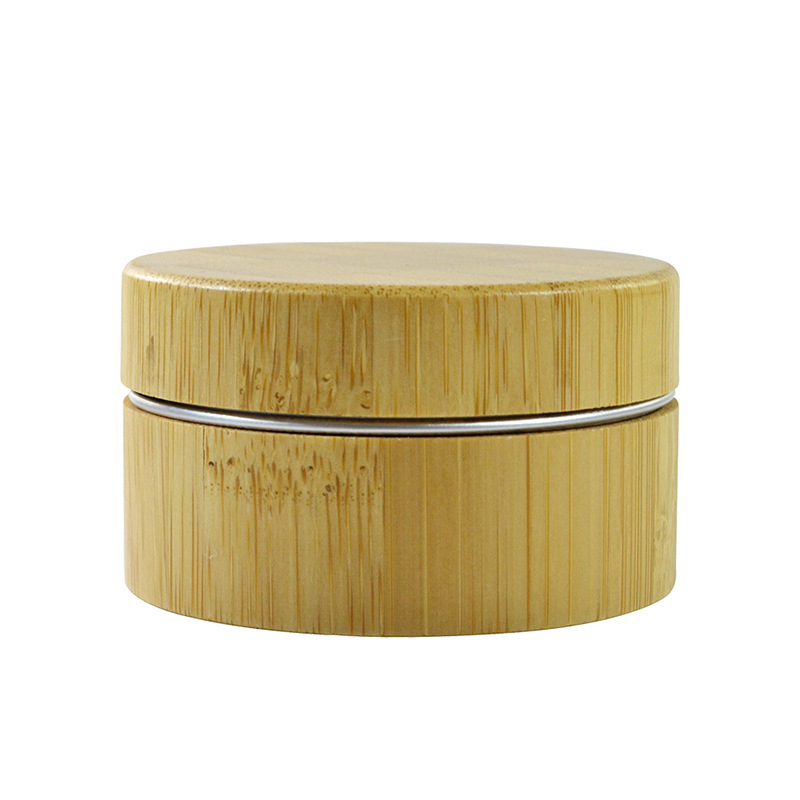 Natural Bamboo Cosmetic bottles face body Cream Jars Aluminium Inner 50g Storage Bottle Biodegradable