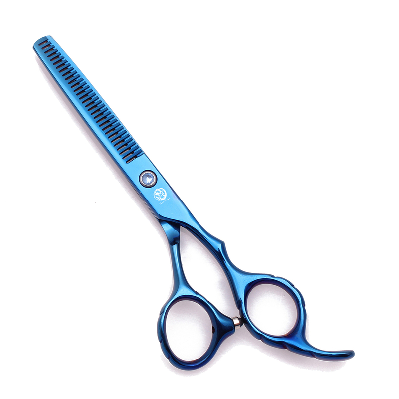 Double Side Teeth Purple Dragon 5.5" 6" Japan Steel Professional Hair Scissors Barber Thinning Shears 2001# Hairdressing 220317