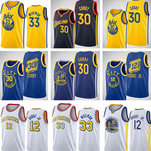- Men Women Kids Youth Stephen 30 Curry Jerseys Basketball Kelly 12 Oubre Jr. James 33 Wiseman City Navy Black Yellow Blue