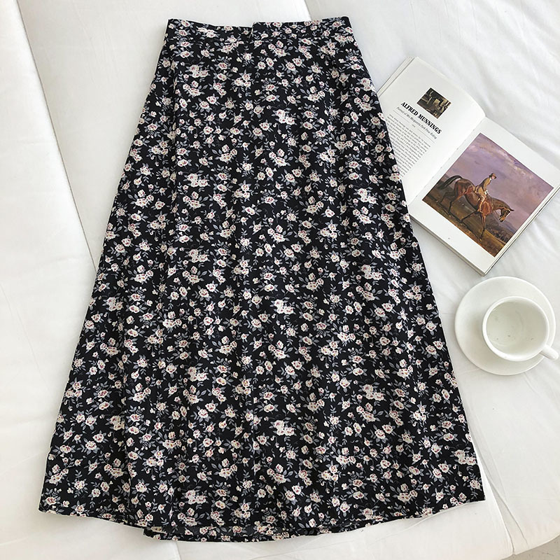 Gagarich Woman Skirt Summer Korean Ins Fashion Temperament Gentle Vintage Floral Slim Versatile High Waist Female 220317