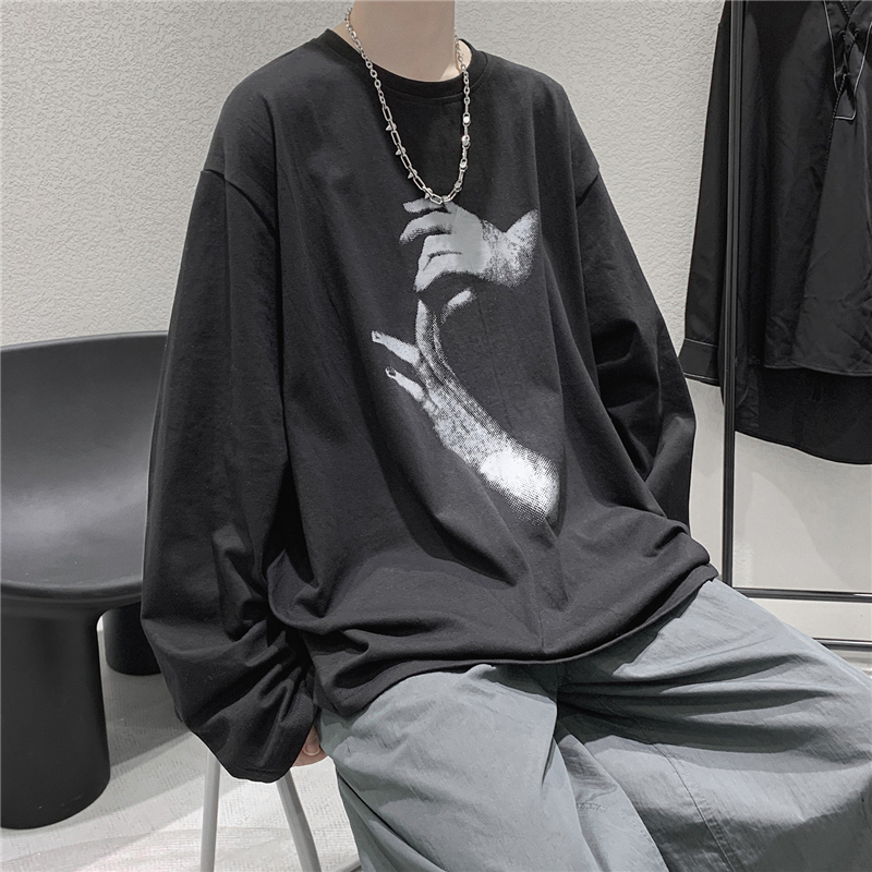 Fall Long Sleeve T-Shirt Fashion Loose Ulzzang Print Tops Hip Hop Oversized T Shirts Men Clothing Korean Style Clothes 220315