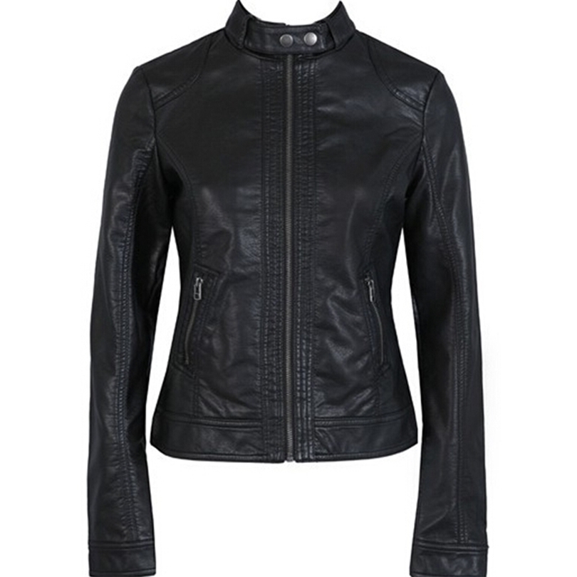 Fashion New Womens Jacket European Fashion Leather Jacket Cleaning Single PU Leather Motorcycle Temale Womens Leat T200212
