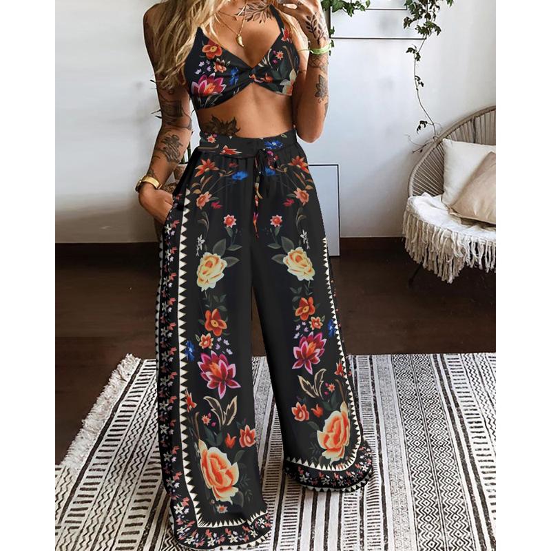 Women' Two Piece Pants Set Woman 2 Pieces Summer Fashion Suspender Underwear + Printed High Waist And Wide Leg Beach Clothes Two-piece
Women' Two Piece Pants Set Woman 2 Pieces Summer Fashion Suspender Underwear + Printed High Waist And Wide Leg Beach Clothes Two-piece
