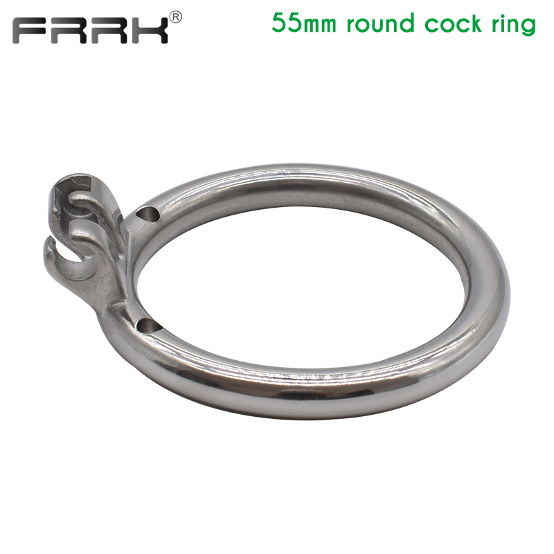 FRRK Base Cock Ring for Built-in Metal Chastity Cage Stainless Steel Penis Lock 40mm 45mm 50mm 55mm BDSM Sex Toys 220504
