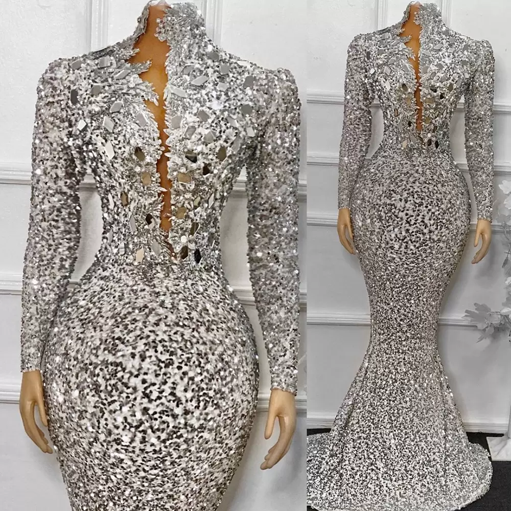 Silver Evening Dresses Plus Size Long Sleeves High Neck Sparkly Sequins Beaded Ruched Pleats Plunging Floor Length Custom Made Pro3379998, Burgundy
Silver Evening Dresses Plus Size Long Sleeves High Neck Sparkly Sequins Beaded Ruched Pleats Plunging Floor Length Custom Made Pro3379998, Burgundy