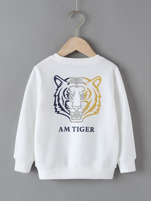 Toddler Boys Letter & Tiger Print Pullover SHE