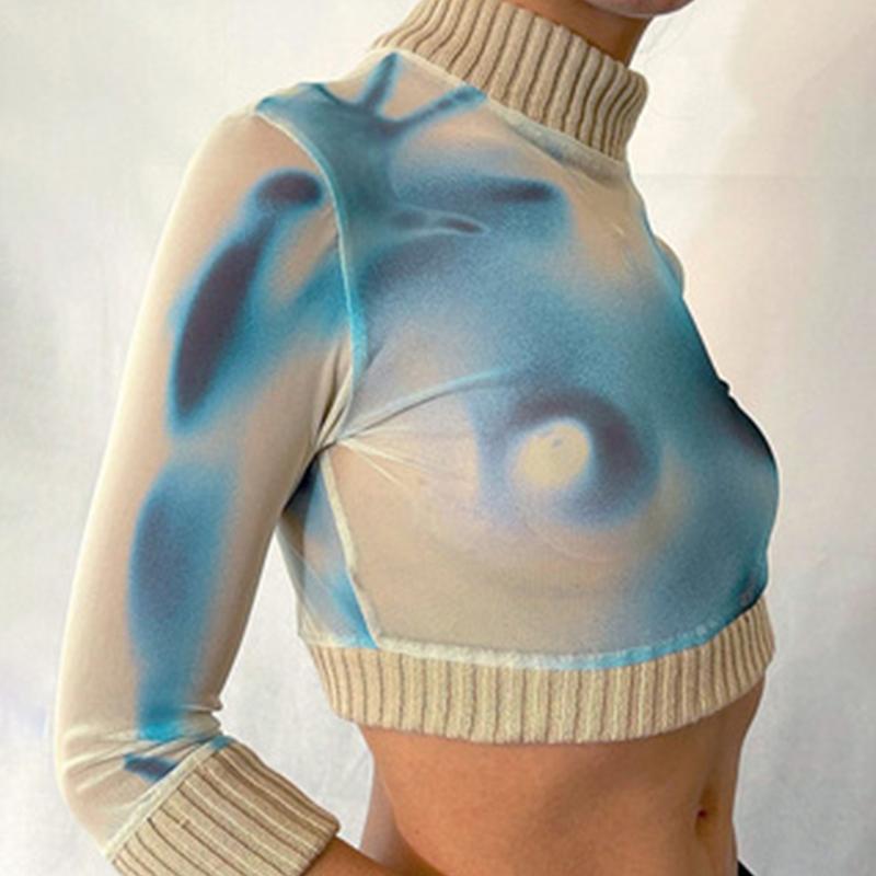 Women' T-Shirt Sexy Women' Clothes High-neck Knitted Stitching Crop Tops Long-sleeved Slim Bottoming Casual Autumn And Winter TopWomen, Blue
Women' T-Shirt Sexy Women' Clothes High-neck Knitted Stitching Crop Tops Long-sleeved Slim Bottoming Casual Autumn And Winter TopWomen, Blue