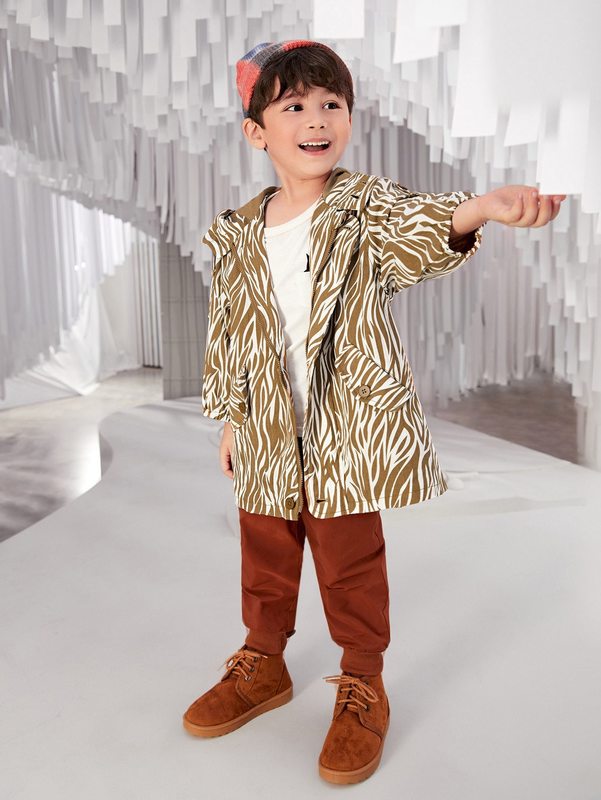 Toddler Boys Allover Print Hooded Coat SHE