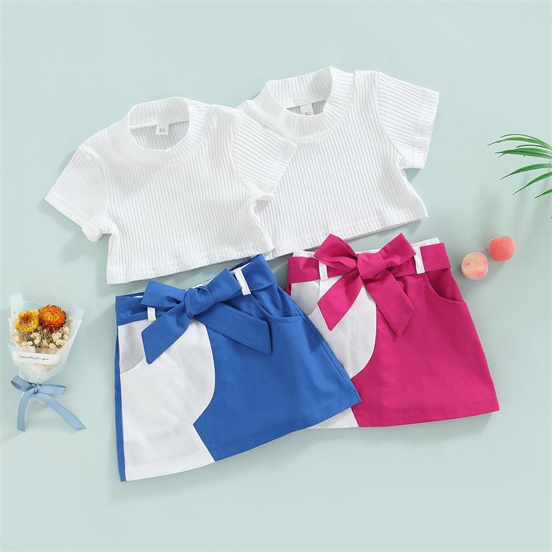 Clothing Sets Kids Girls Summer Suit Ribbed Short Sleeve Tops Color Matching High Waist Mini Skirt Cute Two-piece Set For 1-4 YearsClothing, Blue
Clothing Sets Kids Girls Summer Suit Ribbed Short Sleeve Tops Color Matching High Waist Mini Skirt Cute Two-piece Set For 1-4 YearsClothing, Blue