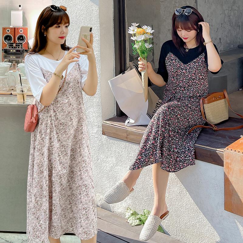 Plus Size Dresses Women's Summer Round Neck Floral Fake Two Piece Slim Fit Dress With Split Hem, Black
Plus Size Dresses Women's Summer Round Neck Floral Fake Two Piece Slim Fit Dress With Split Hem, Black