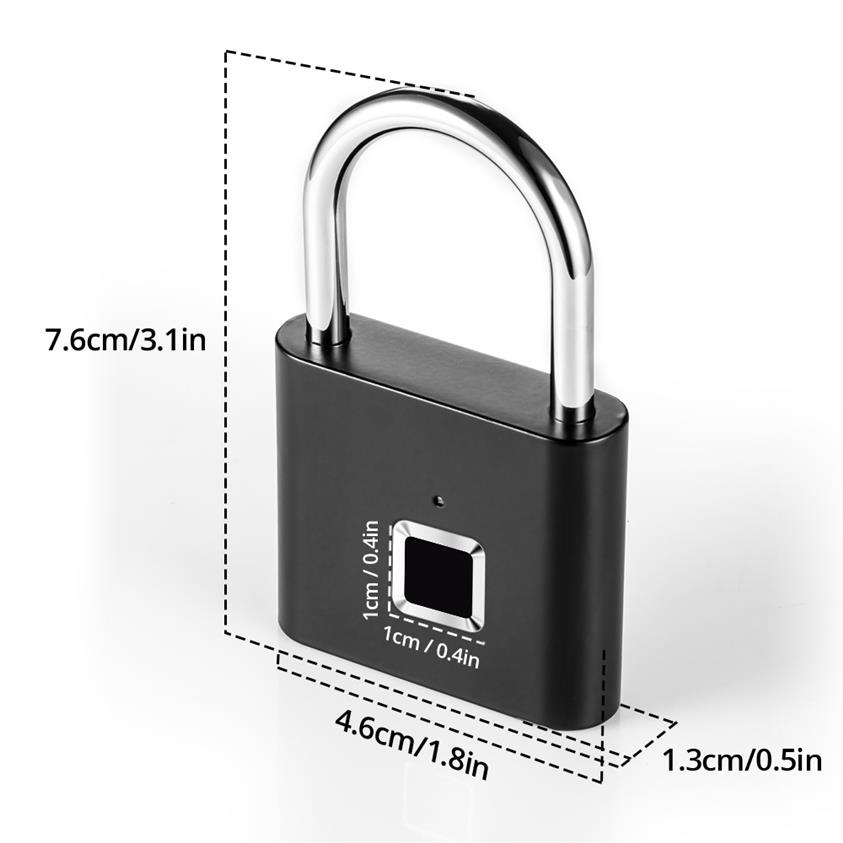 O10 Keyless USB rechargeable door lock fingerprint smart quick unlock Zinc alloy metal IP65 Waterproof Door Luggage Case L257i