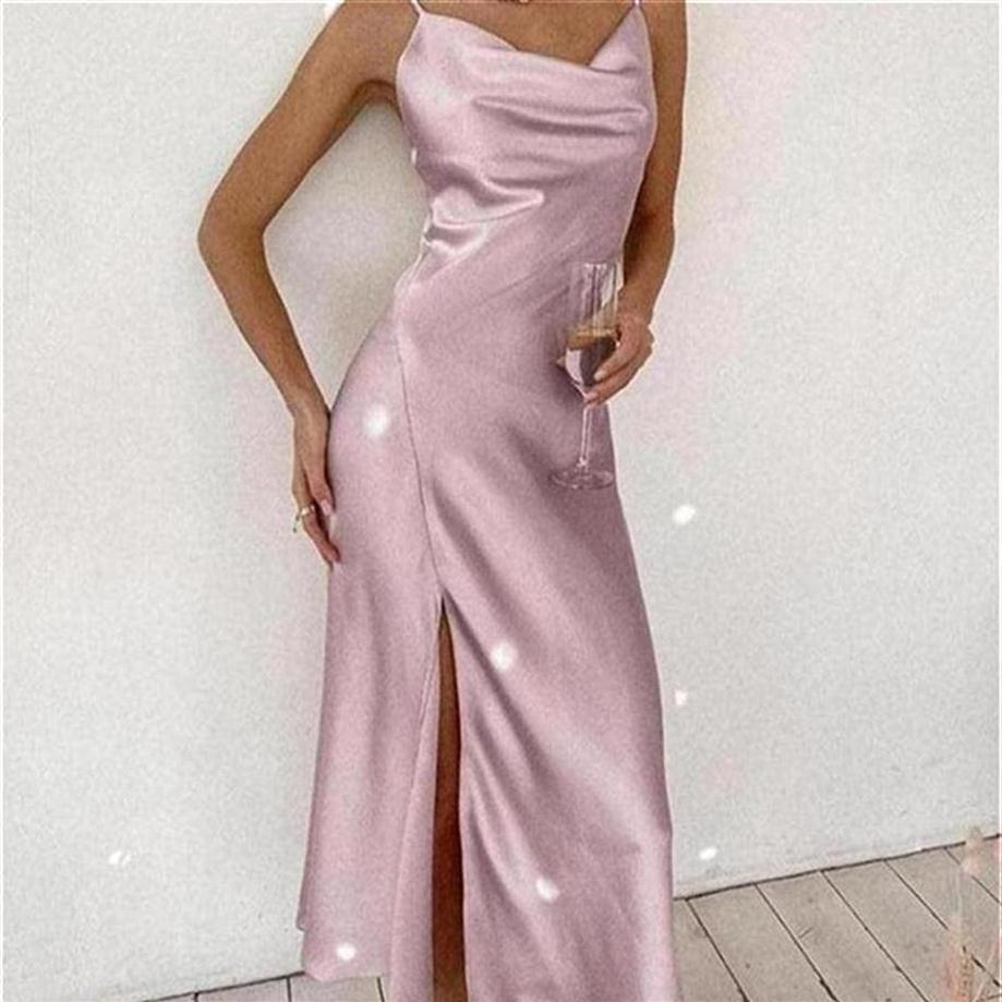 Casual Dresses Satin Sexy Midi Length Party Club Dress Sling High Split Low Cut A Line Female Elegant Vestidos 2021251S, Black
Casual Dresses Satin Sexy Midi Length Party Club Dress Sling High Split Low Cut A Line Female Elegant Vestidos 2021251S, Black