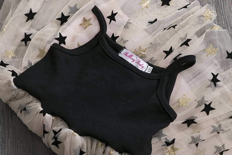 3 4 5 6 7 8 Year Girls Dress Summer Lace Sling Casual Dresses for Baby Girl Pentagram Pattern Clothes Birthday Party Dress 220324