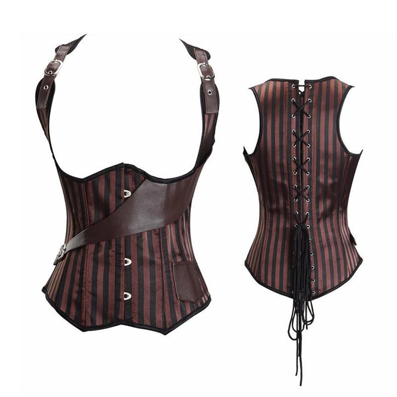 Bustiers & Corsets Gothic Underbust Corset Top Waist Cinchrs Sexy Body Shapewear Women Striped Steampunk Corselete Vest With StrapsBustiers, Brown
Bustiers & Corsets Gothic Underbust Corset Top Waist Cinchrs Sexy Body Shapewear Women Striped Steampunk Corselete Vest With StrapsBustiers, Brown