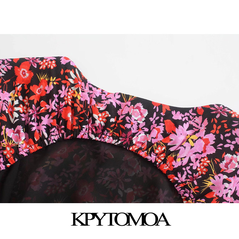 Women Fashion Floral Print Backless Mini Dress Vintage O Neck Long Sleeve Female Dresses Vestidos Mujer 220526