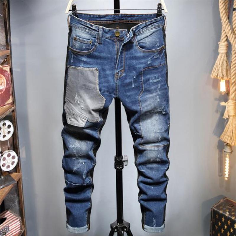Men's Jeans Fashion Washed Hole Patch Collage Patchwork Color Slim Feet Stretch Contracted Personality Casual Pants, Indigo
Men's Jeans Fashion Washed Hole Patch Collage Patchwork Color Slim Feet Stretch Contracted Personality Casual Pants, Indigo