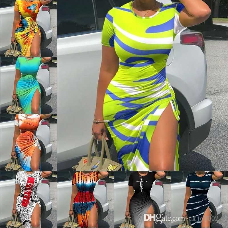 Spring Summer Designer Women Casual Dresses Sexy Printed Short Sleeve Drawstring High Split Bodycon Dress Club Wear, #11
Spring Summer Designer Women Casual Dresses Sexy Printed Short Sleeve Drawstring High Split Bodycon Dress Club Wear, #11