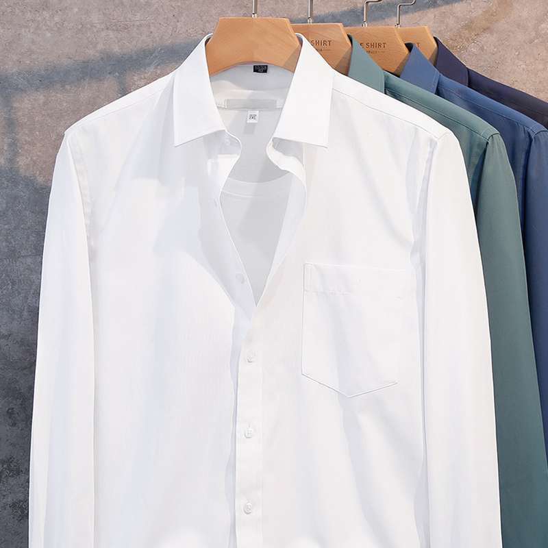 Men's Interview Office Long Sleeve Dress Shirts Formal Business Comfortable Slim Fit Solid Classic Social Work Shirt 220330