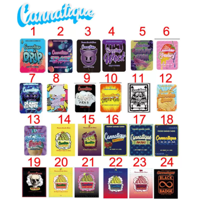 24 kinds of 3.5g Cannatique mylar bags stand up pouch DRIP DEVIL TIME WHITE ZLURPEE BLUE CANDY GELATO GRAPE SODA
24 kinds of 3.5g Cannatique mylar bags stand up pouch DRIP DEVIL TIME WHITE ZLURPEE BLUE CANDY GELATO GRAPE SODA