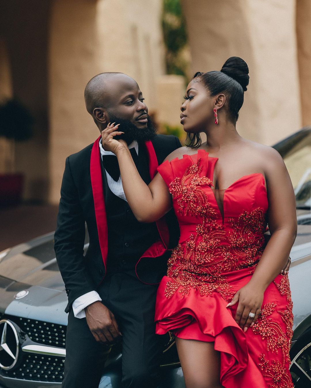 Plus Size Red African Mermaid Prom Dress Crystal Beading Tiered Train Sweet 15 16 Quinceanera Evening Dresses Birthday Party Special Occasion