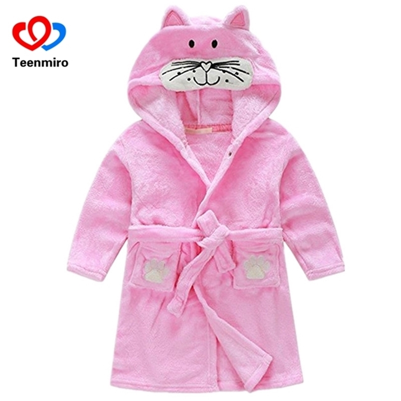Baby Boys Velvet Sleepwear Robes Children Bathrobes Pajamas for Girls Kids Coral Clothes Toddler Cartoon Pijamas Kids Bath Robes LJ201216