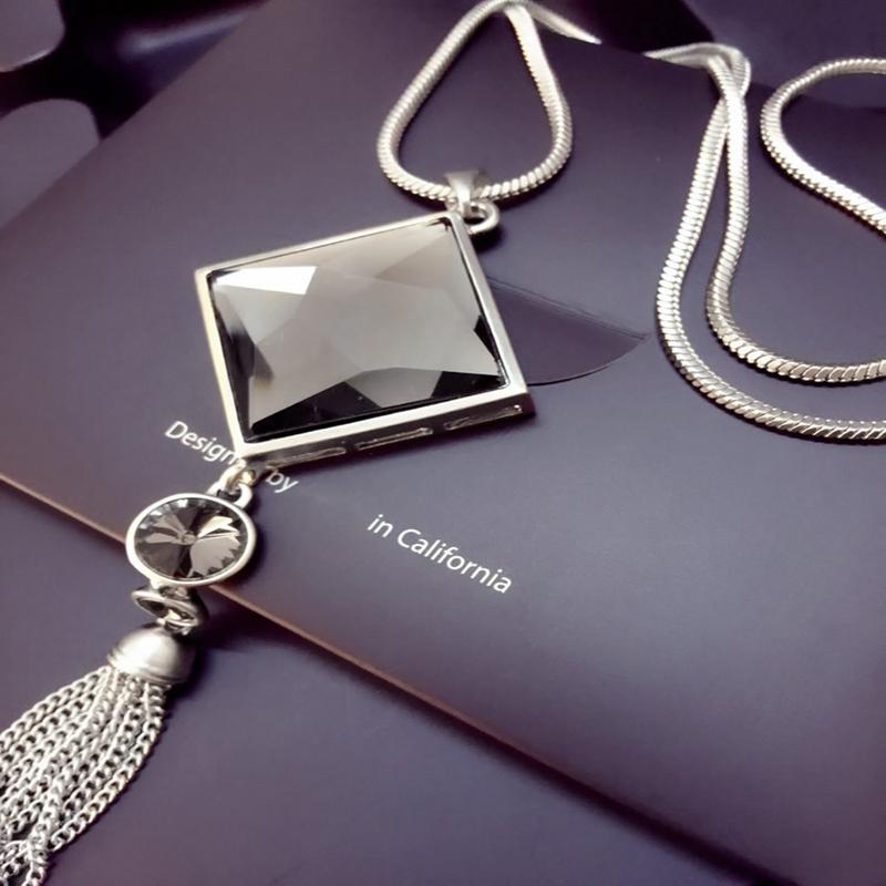 Pendant Necklaces Square Crystal Long Tassel Necklace Women Fashion Jewelry Wholesale Silver Color Chain Hematite PlatedPendant
Pendant Necklaces Square Crystal Long Tassel Necklace Women Fashion Jewelry Wholesale Silver Color Chain Hematite PlatedPendant