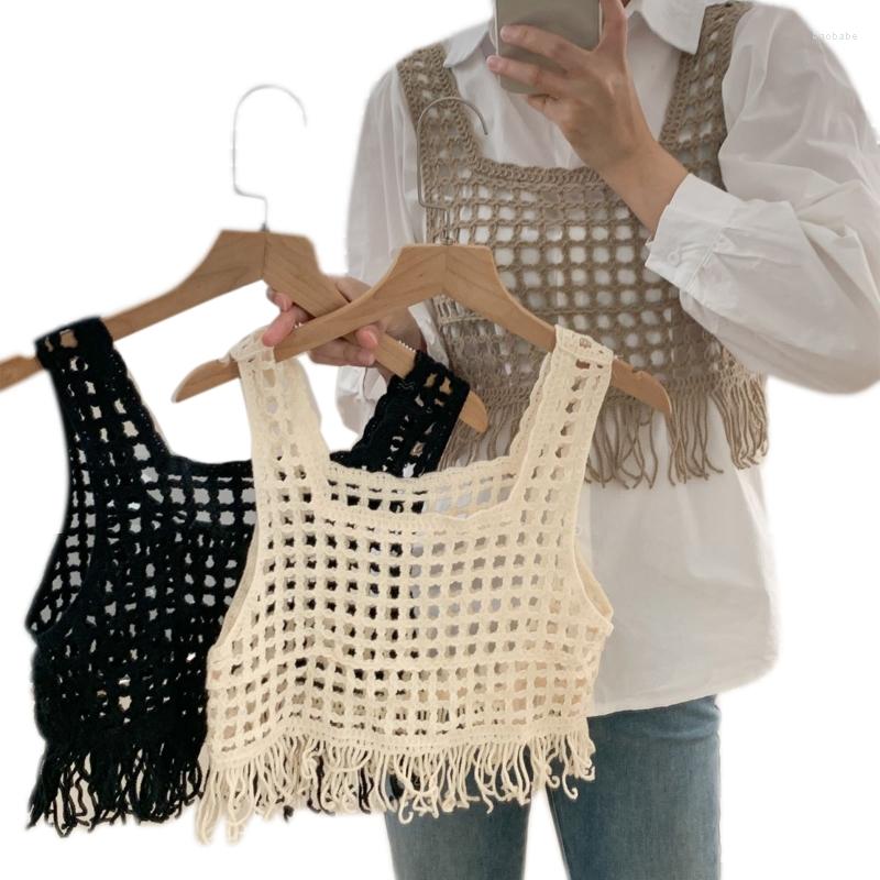 Women's Tanks & Camis Crochet Mini Vest Waistcoat For Women French Hollow Knit Tassels Hem Square Neck Loose Camisole Crop Tank Top OutwearW, Black
Women's Tanks & Camis Crochet Mini Vest Waistcoat For Women French Hollow Knit Tassels Hem Square Neck Loose Camisole Crop Tank Top OutwearW, Black