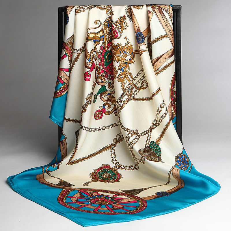 100% Natural Silk Scarf for Women Print Neckerchief Square Silk Echarpe Femme Headscarf Pure Silk Hairscarf Bandana 90x90cm