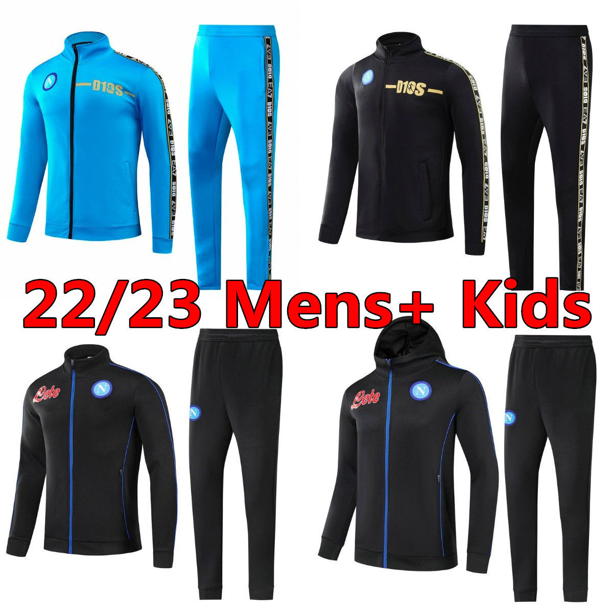 Napoli Kids Jersey 22 23 Child Hoodie tracksuit Children Sweatsuits jacket Maradona football coat sweatshirt soccer sets Insigne Naples training kit shirt suits