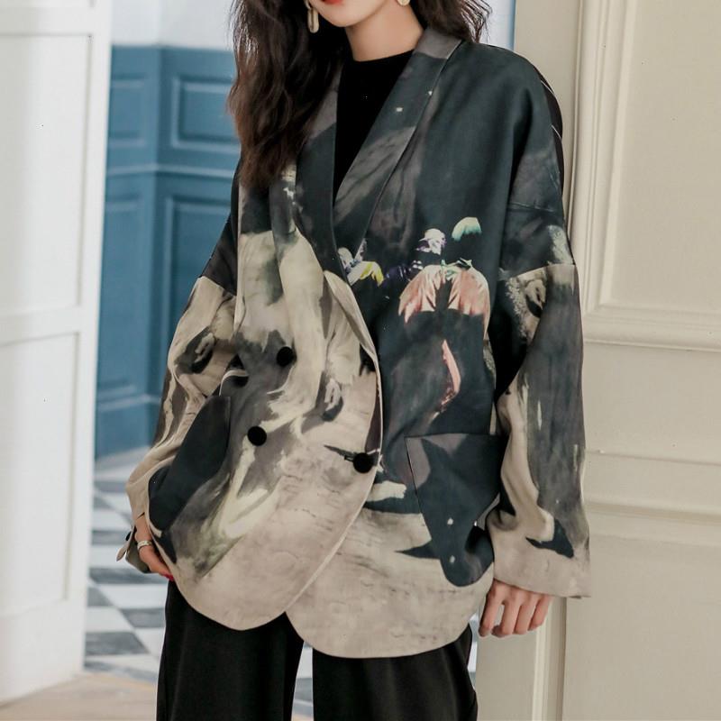 Women Tie-dyed Printed Blazer Tide V-neck Double Breasted Long Sleeve Temperament Coats Spring Autumn Fashion, As shown
Women Tie-dyed Printed Blazer Tide V-neck Double Breasted Long Sleeve Temperament Coats Spring Autumn Fashion, As shown