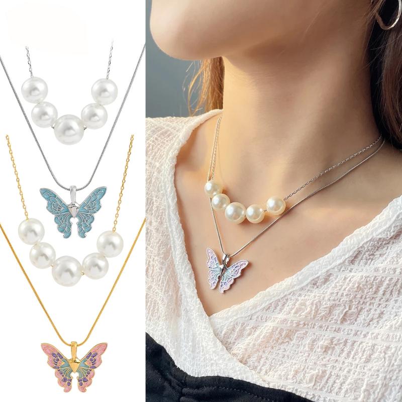 Chokers Vintage Fashion Women Butterfly Necklaces Thai Pearl Necklace Double Multilayer Collar Choker Jewelry Gril Gift
Chokers Vintage Fashion Women Butterfly Necklaces Thai Pearl Necklace Double Multilayer Collar Choker Jewelry Gril Gift