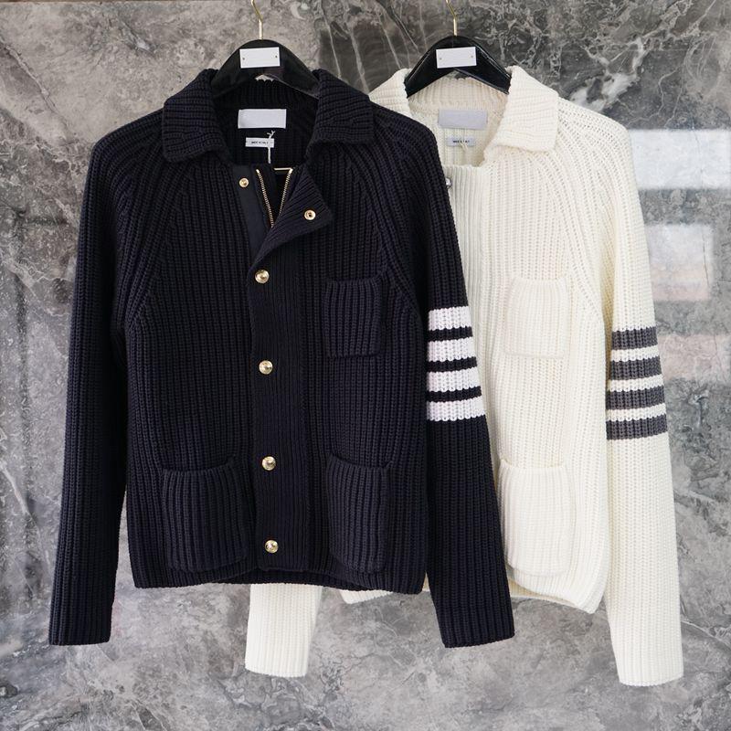Men's Sweaters Cardigan Men And Women With The Same Style Men's Slim Zipper Lapel Four-bar Wool Sweater Jacket TideMen's, Cardigan crew neck
Men's Sweaters Cardigan Men And Women With The Same Style Men's Slim Zipper Lapel Four-bar Wool Sweater Jacket TideMen's, Cardigan crew neck