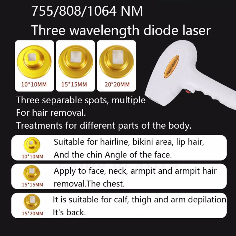 Big Power Freezing point Hair Removal Diode Laser 755 808 1064nm three wavelength Diode Laser CE Approved