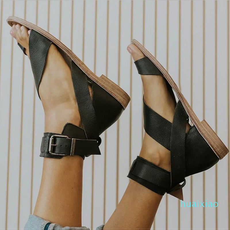 Hot Sale-Soft Leather Flat For Summer Shoes 2024 New Gladiator Sandals Women Flip Flops Beach Chaussure Femme Q1208
