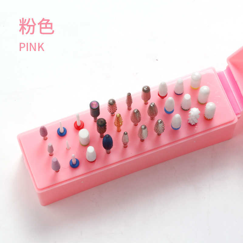 30 Holes Nail Art Drill Storage Box Grinding Polish Head Bit Holder Display Nail Drill Bits Organizer Nail Stand Manicure Manege